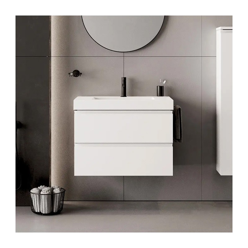 MÓVEL INSIDE 80cm 2 Gavetas - BRANCO MATE + PUX Branco Mate