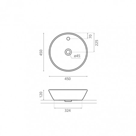 LiEJA - Lavatório Pousar Circular - C/Furo 450x120 mm