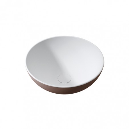 FLORIDA - Lavatório Pousar Circular - 39X39 -  COBRE METALICCO EXTERIOR E BRANCO INTERIOR