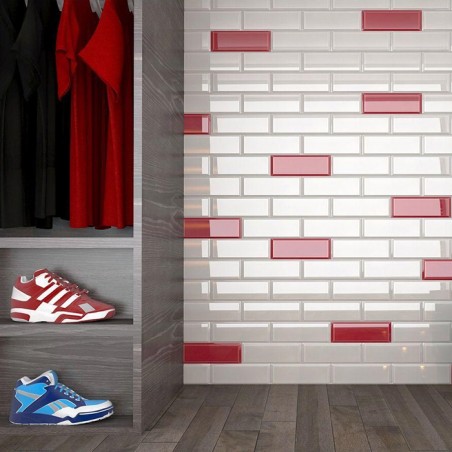 AZULEJO BRANCO BRILHO BISELADO  10 X 30 - CX 0.75m2