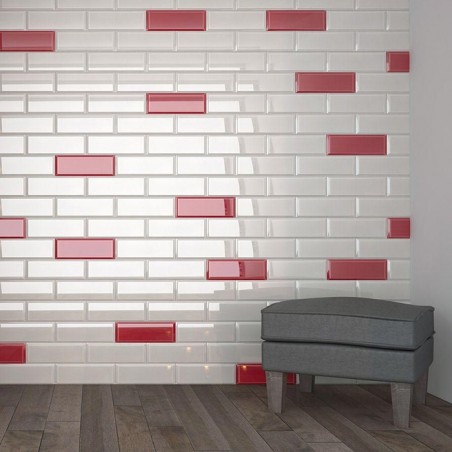 AZULEJO BRANCO BRILHO BISELADO  10 X 30 - CX 0.75m2