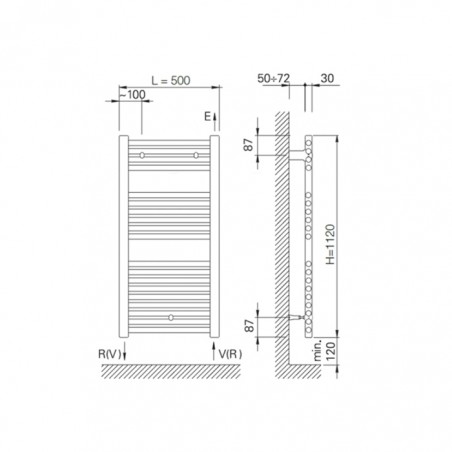 TOALHEIRO RADIADOR AQUECEDOR TOALHAS ELEC - 1120X500 CROMADO