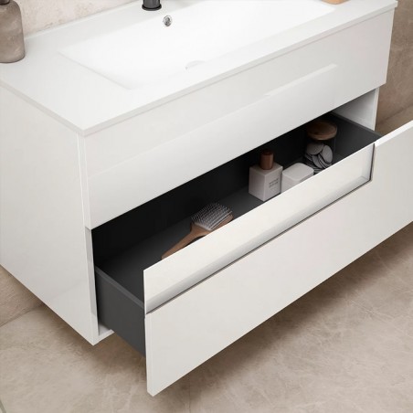 VISION 80 BRANCO + BLANCO - Móvel Suspenso 2 GAV 80cm
