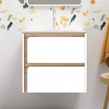 INDICO 80 INTERIOR ALISO + BRANCO - Móvel Suspenso 2 GAV 80cm