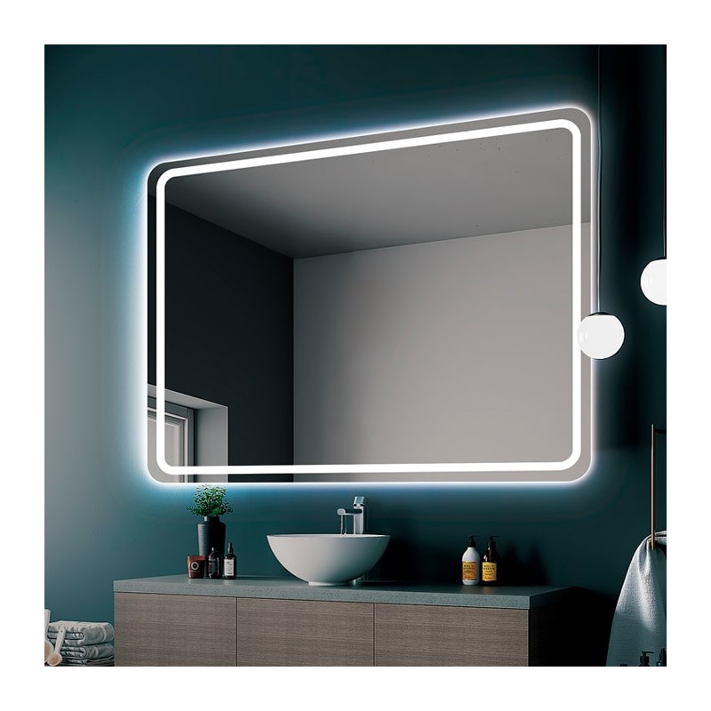 ESPELHO Rect AUSTRIA 120x80 CM - RETROILUMINADO  E FRAME LED FRONTAL