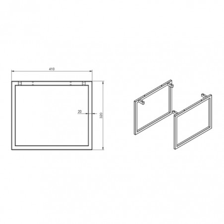 Acessorio PES METALICOS SQUARE 32CM - cor BRANCA  (Pack 2 Unds)