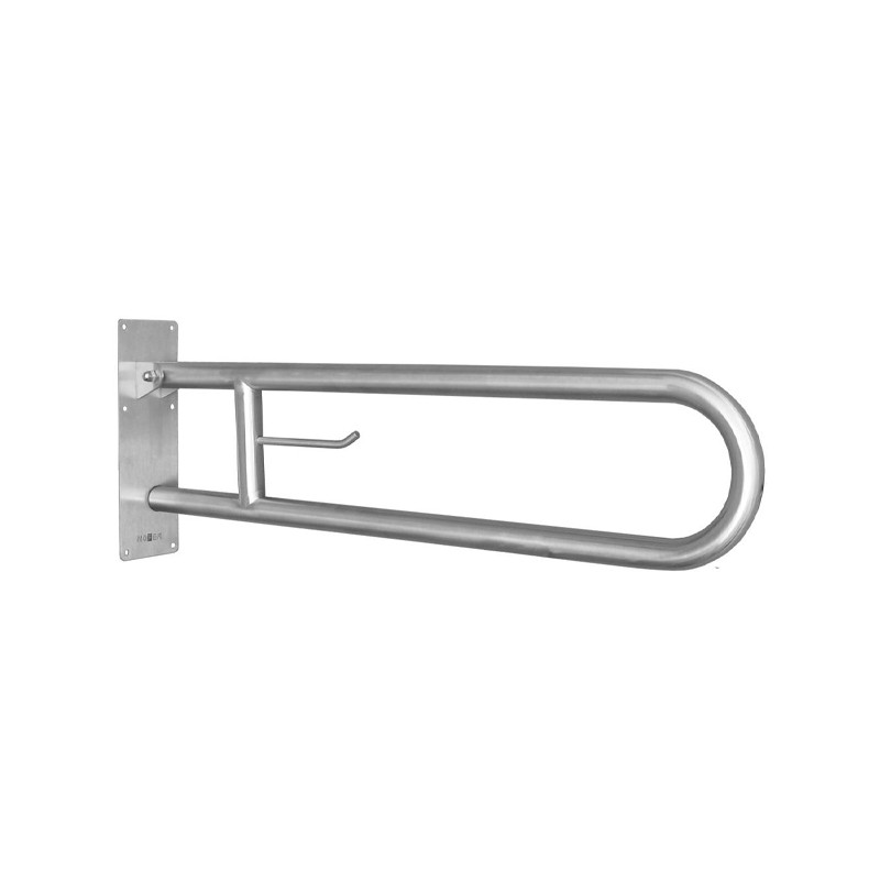 BARRA REBATÍVEL C/ PORTA ROLO INOX ESCOVADO - 80 CM (diam '32)