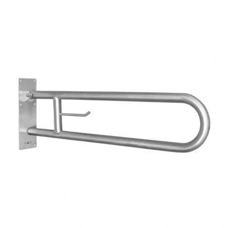 BARRA REBATÍVEL C/ PORTA ROLO INOX ESCOVADO - 80 CM (diam '32)