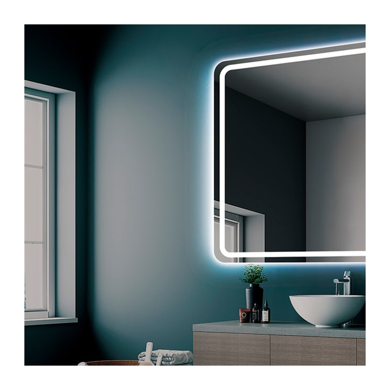 ESPELHO Rect AUSTRIA 80x80 CM - RETROILUMINADO  E FRAME LED FRONTAL