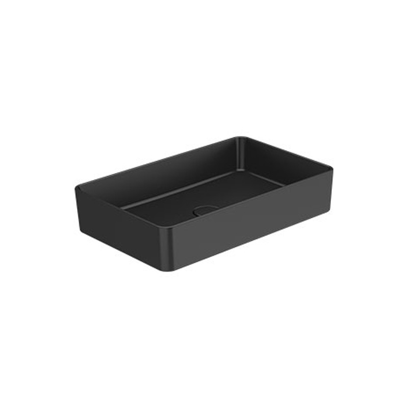 HALO PRETO MATE - Lavatório Pousar Rectangular - 600x380 c/Valvula