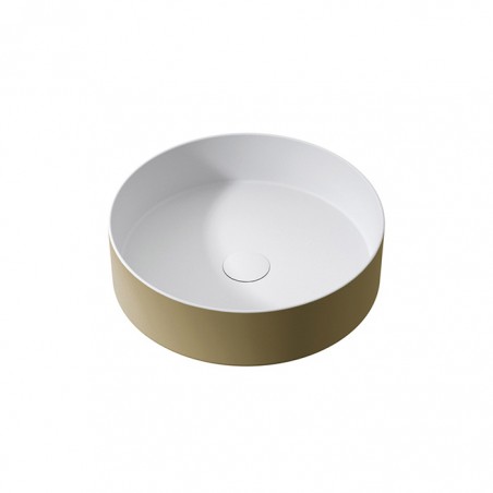 RIN SOFT - Lavatório Pousar Circular - 39X39 - ORO METALLICO EXTERIOR E BRANCO INTERIOR