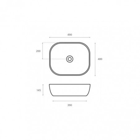 OLEA 49 - Lavatório Pousar Rectangular - S/Furo 490x400x145 mm